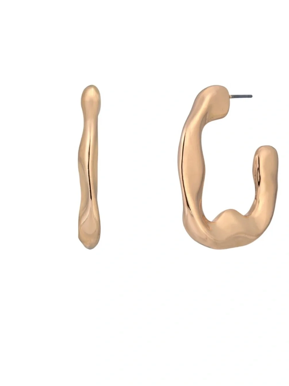 Gold Wavy Hoop Earrings